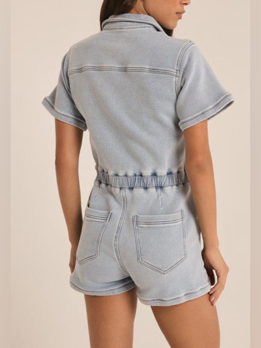 Z Supply Elias Denim Shirts Romper 
Sun Bleach - Picture 3 of 5